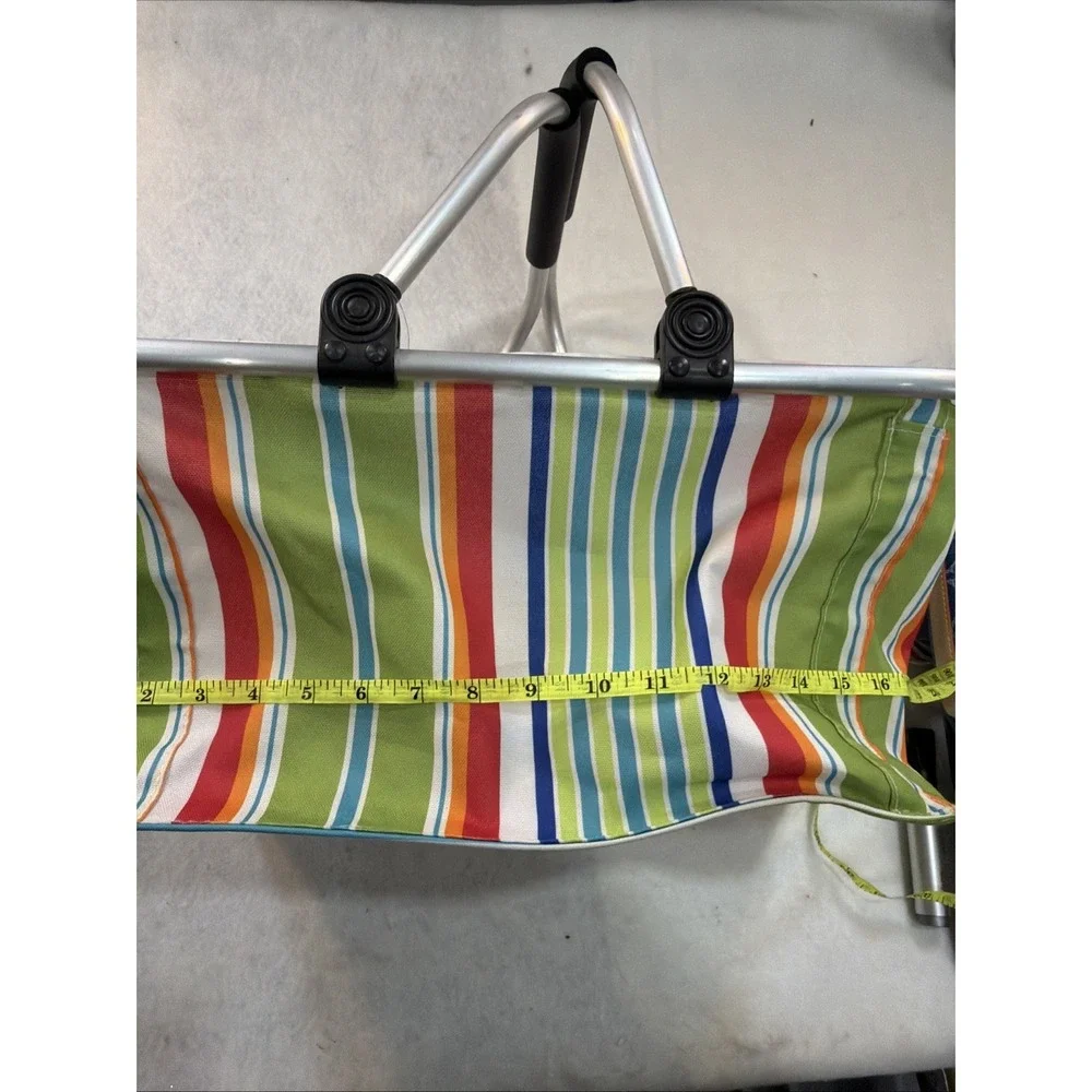 Collapsible Folding Basket Stripped Picnics Flea Market Grocery Store Tote Trave